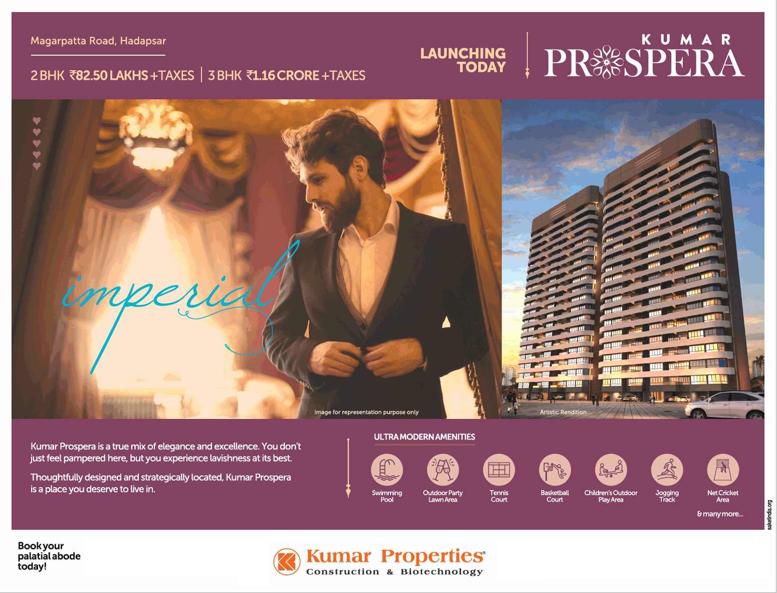 Launching 2 & 3 BHK with ultra modern amenities at Kumar Prospera in Pune